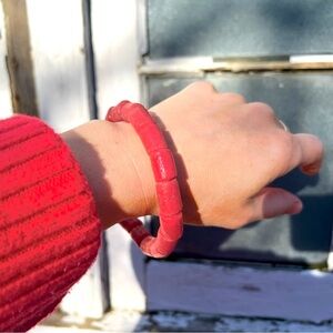 Red Handmade Glass Beaded Bracelet from Ghana